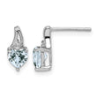 Sterling Silver Rhodium Plated Dia. Aquamarine Heart Post Earrings - Birthstone Company