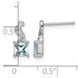Sterling Silver Rhodium Plated Dia. Aquamarine Square Post Earrings - Birthstone Company
