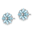 Sterling Silver Rhodium-plated Diamond & Aquamarine Earrings - Birthstone Company