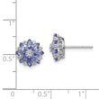 Sterling Silver Rhodium Plated Diamond & Tanzanite Post Earrings