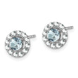 Sterling Silver Rhodium Plated White Topaz & Aquamarine Earrings - Birthstone Company