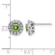 Sterling Silver Rhodium Plated White Topaz and Peridot Round Earrings - Birthstone Company