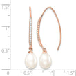 Sterling Silver Rose-tone 7-8mm White Teardrop Freshwater Cultured Pearl and CZ Threader Earrings - Birthstone Company
