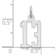 Sterling Silver/Rhodium-plated Elongated Number 13 Charm