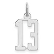 Sterling Silver/Rhodium-plated Elongated Number 13 Charm