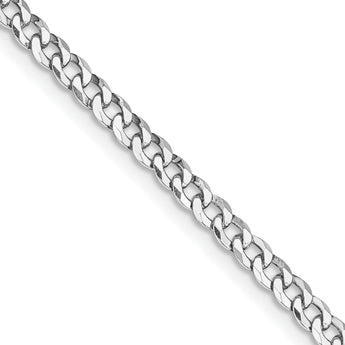 Sterling Silver Rhodium-plated 3.2mm Beveled Curb Chain