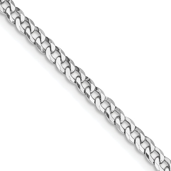 Sterling Silver Rhodium-plated 3.2mm Beveled Curb Chain