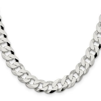 Sterling Silver 10.6mm Beveled Curb Chain