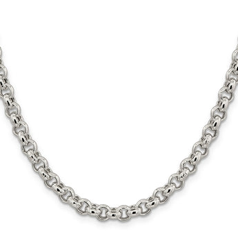 Sterling Silver 6.5mm Semi-solid Rolo Chain