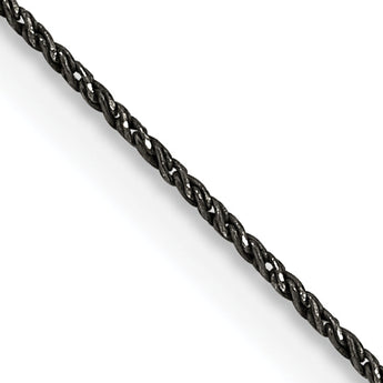 Sterling Silver Ruthenium-plated .75mm Twisted Tight Wheat Chain