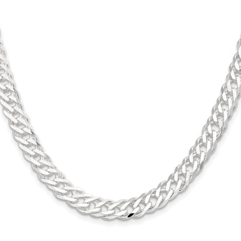 Sterling Silver 7.75mm 6 Side D/C Flat Double Curb Chain