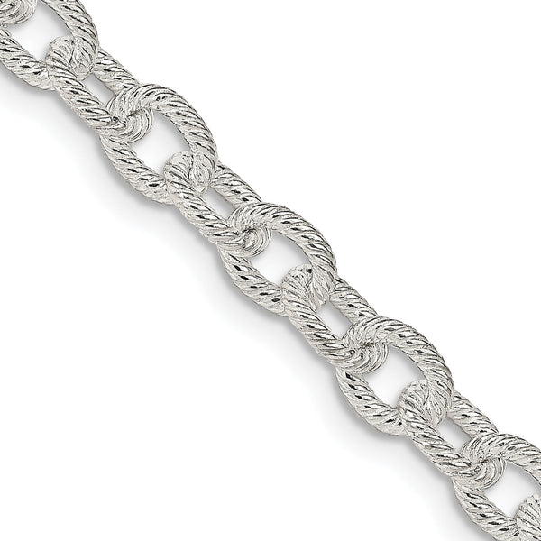 Sterling Silver 6.25mm Fancy Patterned Rolo Chain