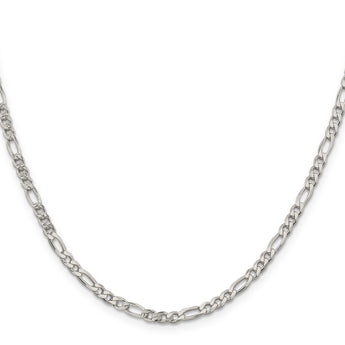 Sterling Silver 4mm Pav‚ Flat Figaro Chain