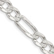 Sterling Silver 7mm Pav‚ Flat Figaro Chain