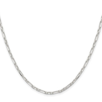 Sterling Silver D/C 3mm 3 Short Plus 1 Long Cable Link Chain