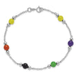 Multi-Color Jade Anklet in Sterling Silver, 9 Inch