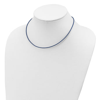 Sophia Jewelers 925 Sterling Silver Royal Blue Leather Necklace 16in Polished Finish - 16