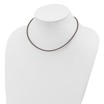 Sterling Silver 16inch 2mm Brown Leather Cord Necklace