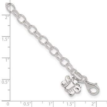 Sterling Silver Small Oval Rolo Link with Butterfly Anklet