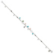 Sterling Silver Turquoise/Clear Bead/FW Cultured Pearl Anklet - Birthstone Company
