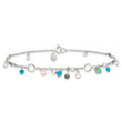 Sterling Silver Turquoise/Clear Bead/FW Cultured Pearl Anklet - Birthstone Company