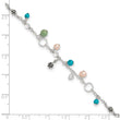 Sterling Silver Turquoise/Clear Bead/FW Cultured Pearl Anklet - Birthstone Company
