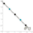 Sterling Silver Onyx/Turquoise Beads Anklet - Birthstone Company