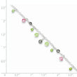 Sterling Silver 9in Pink Crystal Green Quartz Peridot Beads Anklet