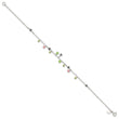 Sterling Silver 9in Pink Crystal Green Quartz Peridot Beads Anklet