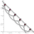 Sterling Silver Rhodolite Garnet Anklet 10 in - Birthstone Company