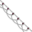 Sterling Silver Rhodolite Garnet Anklet 10 in - Birthstone Company