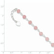 Sterling Silver Pink Glass Bead with Heart 8in Plus 1in ext Anklet