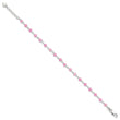 Sterling Silver Pink Glass Bead with Heart 8in Plus 1in ext Anklet
