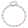 Sterling Silver Pink Glass Bead with Heart 8in Plus 1in ext Anklet