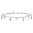 Sterling Silver Dragonfly with Aqua Green Beads with 1ext Anklet