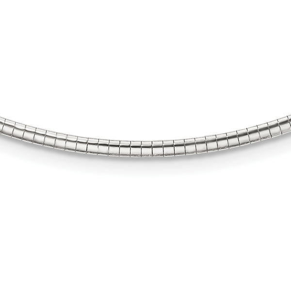Sterling Silver 925 Polished Omega Necklace with Lobster Clasp - Birthstone Company