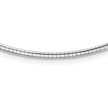 Sterling Silver 925 Polished Omega Necklace with Lobster Clasp - 16