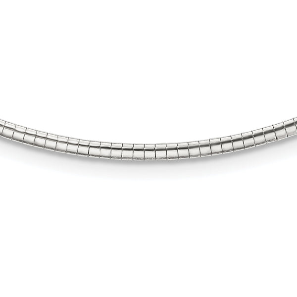 Sterling Silver 925 Polished Omega Necklace with Lobster Clasp - 16