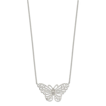 Sophia Jewelers 925 Sterling Silver Butterfly Necklace Polished Anti-Tarnish Finish - 18