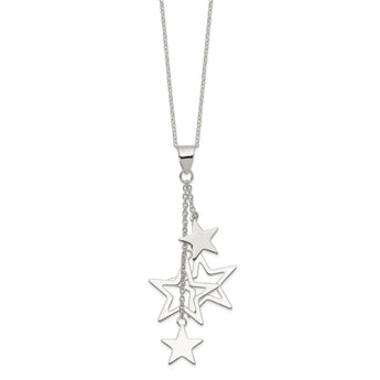 Sophia Jewelers Sterling Silver Rhodium-Plated Star Necklace 18 Polished Finish 18 in - Birthstone Company
