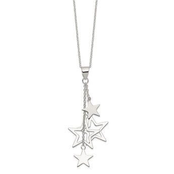 Sterling Silver Rhodium-Plated Star Necklace 18 Polished Finish - 18