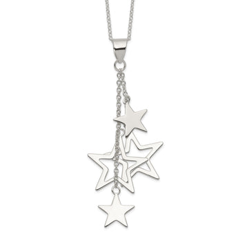 Sophia Jewelers Sterling Silver Rhodium-Plated Star Necklace 18 Polished Finish 18 in - Birthstone Company