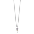 Brilliant Gemstones Sterling Silver with 14K Accent Rhodium-plated Amethyst and Diamond Key 18 Inch Necklace with 2 Inch Extender