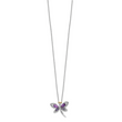 Amethyst, Iolite & Diamond Dragonfly Necklace in Sterling Silver