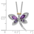 Amethyst, Iolite & Diamond Dragonfly Necklace in Sterling Silver