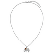 Brilliant Gemstones Sterling Silver with 14K Accent Rhodium-plated Garnet and Diamond Elephant 18 Inch Necklace with 2 Inch Extender