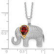 Brilliant Gemstones Sterling Silver with 14K Accent Rhodium-plated Garnet and Diamond Elephant 18 Inch Necklace with 2 Inch Extender - Birthstone Company