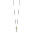 Brilliant Gemstones Sterling Silver with 14K Accent Rhodium-plated Peridot and Diamond Key 18 Inch Necklace with 2 Inch Extender