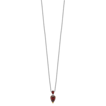 Brilliant Gemstones Sterling Silver with 14K Accent Rhodium-plated Garnet 18 Inch Necklace with 2 Inch Extender - Birthstone Company