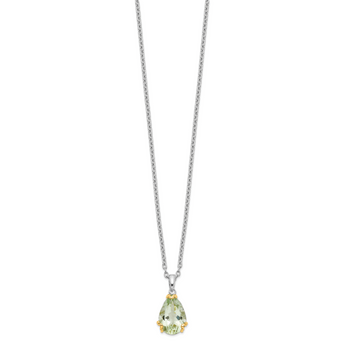 Gemstones Accent Green Quartz Necklace in Sterling Silver, 18 Inch